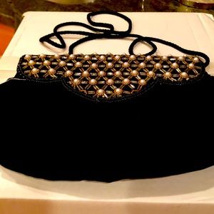 Vintage black velvet handbag